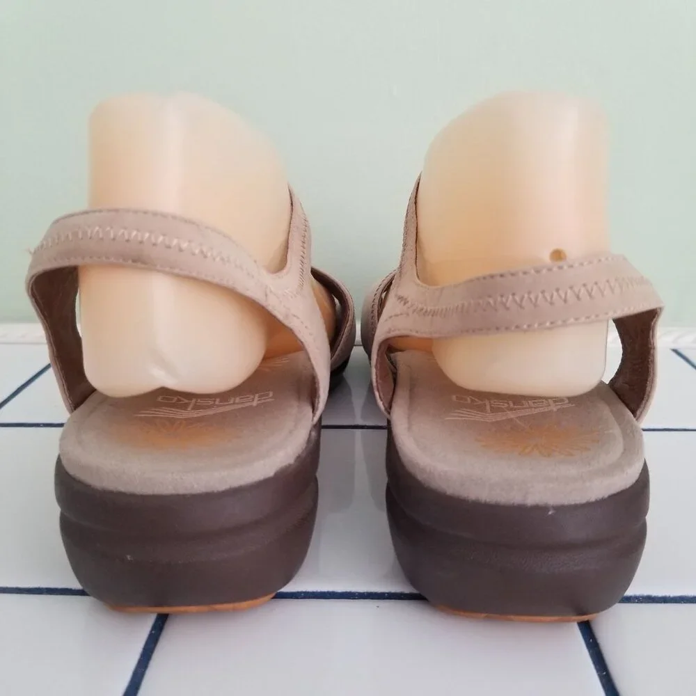 Dansko 40‎ Sand Tan Leather Sandals Platform Chunky Open Toe 9.5 10 IRIS